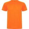 Camisetas técnicas roly montecarlo de poliéster naranja fluor con logo vista 1