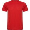Camisetas técnicas roly montecarlo de poliéster rojo con logo vista 1